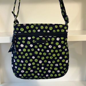Vera Bradley Lucky You Polka Dot Double Zip Adjustable Crossbody Shoulder Bag